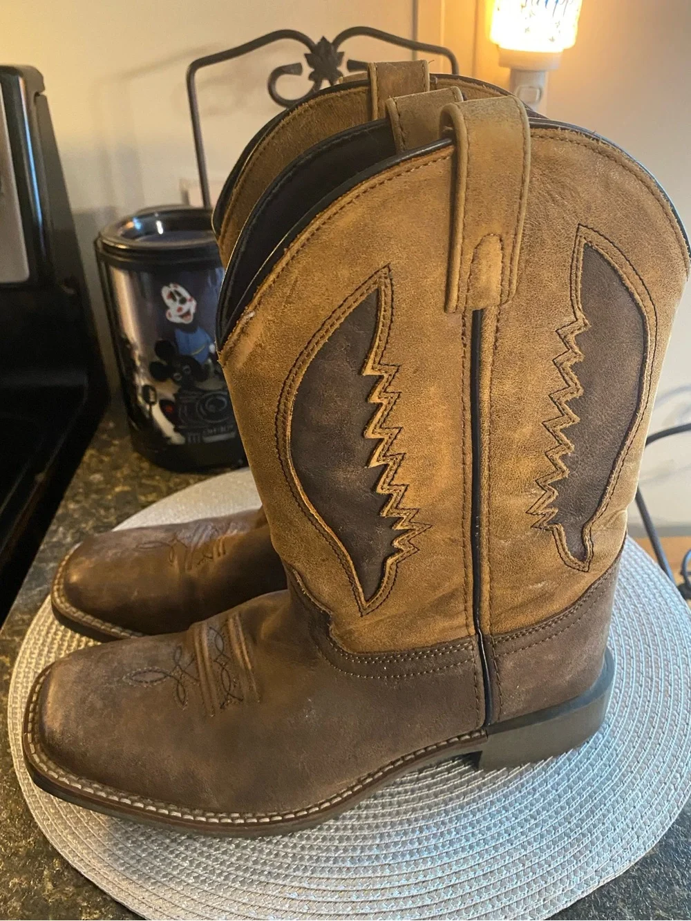 Smoky Mountain Ranger Kid 6 M Distressed Leather Cowboy Boots Fits 7.5 womems